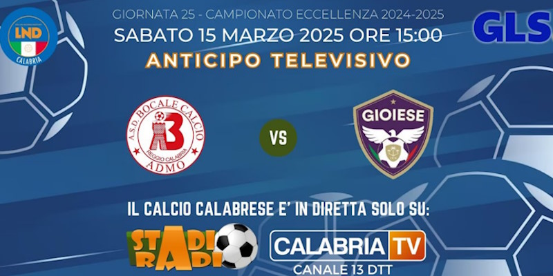 Bocale-Gioiese in diretta su Calabria TV 13 dtt e StadioRadio